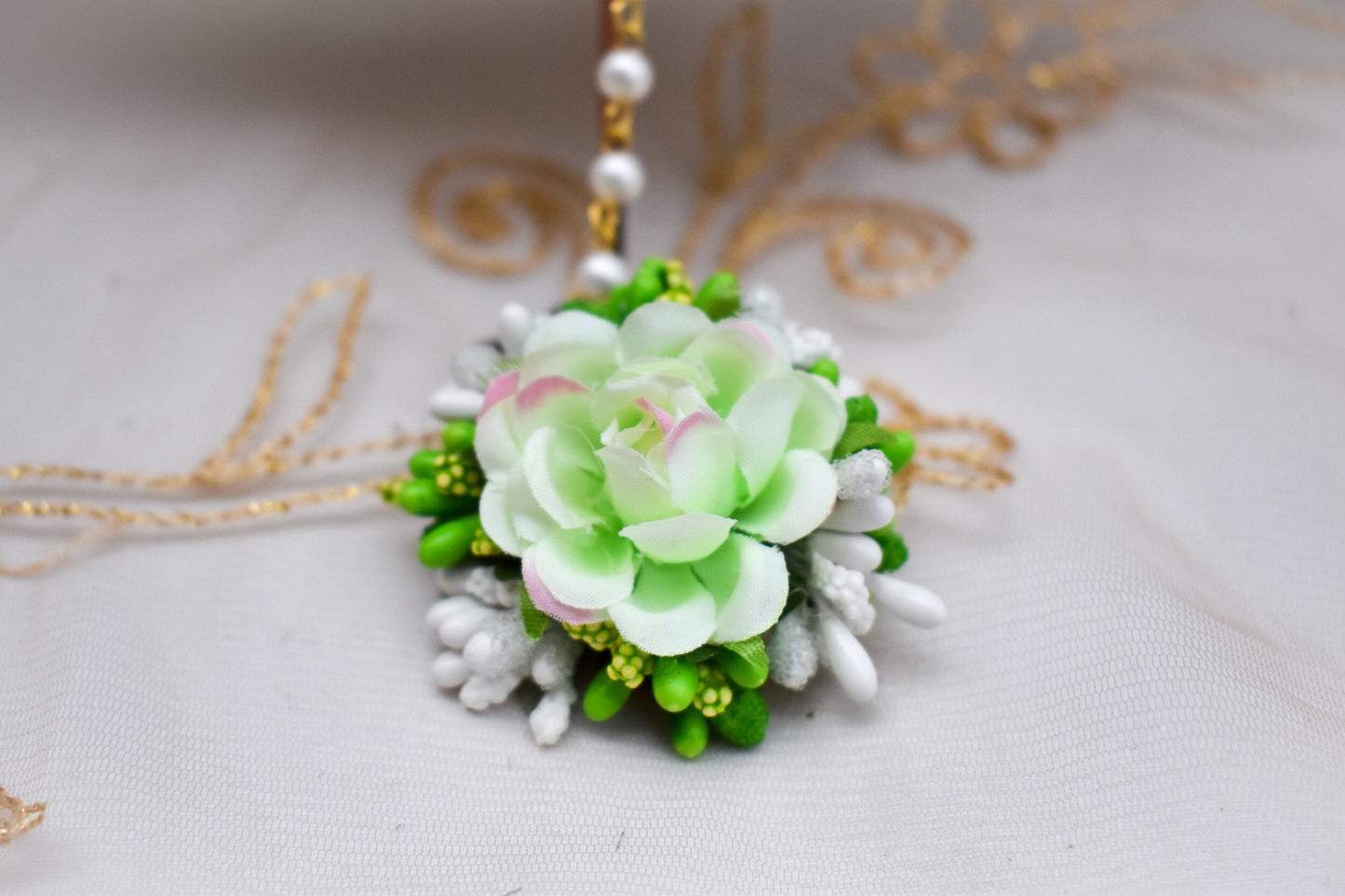 Floral Earring Tikka Set - Mint