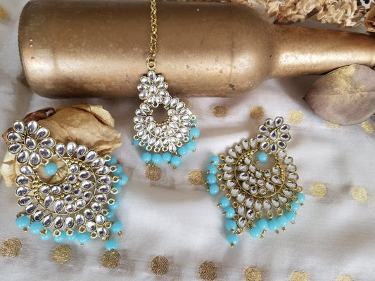 Baby Blue 'Deepika' Tikka Set