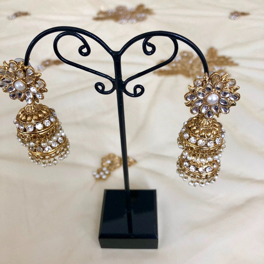 'Deep' Stacked Kundan Jhumkis