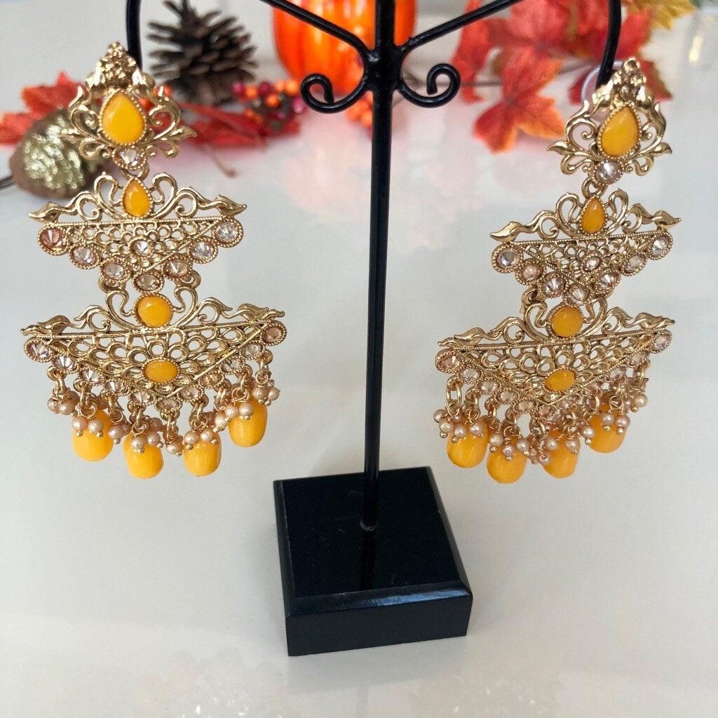 'Ashna' Oversized Polki Earrings - Mango