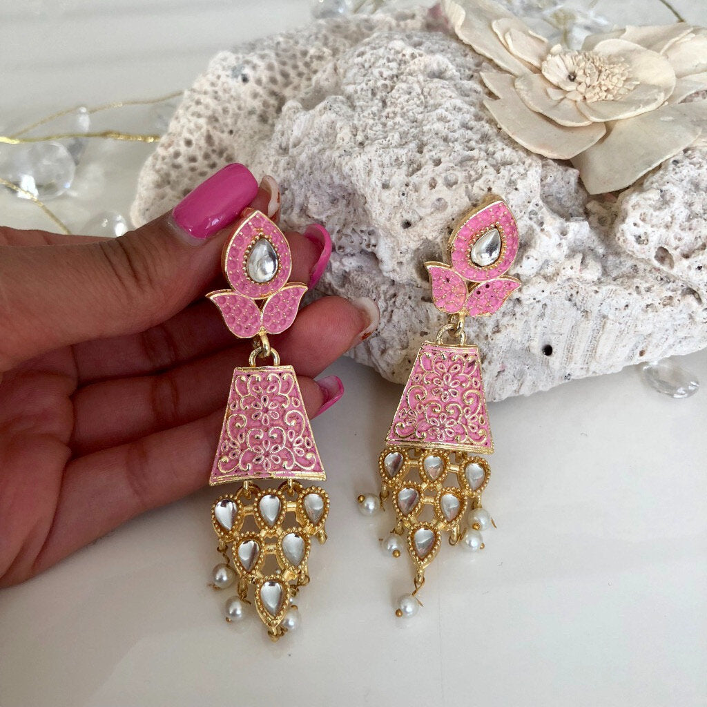 'Radha' Painted Meenakari Earrings