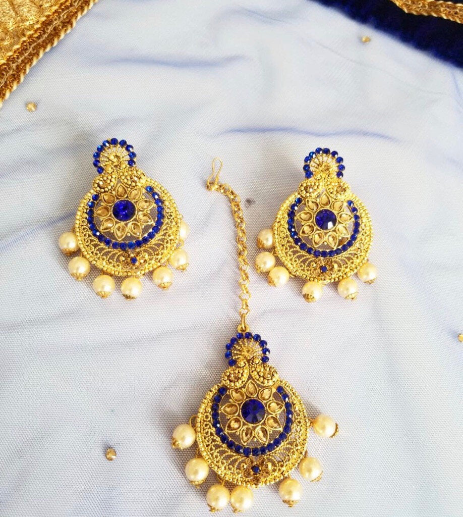 'Mona' Royal Blue Tikka Set