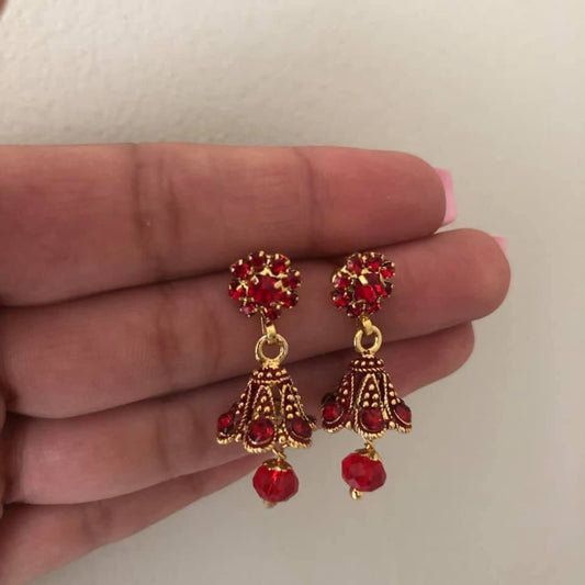 Small Jhumkis - Red