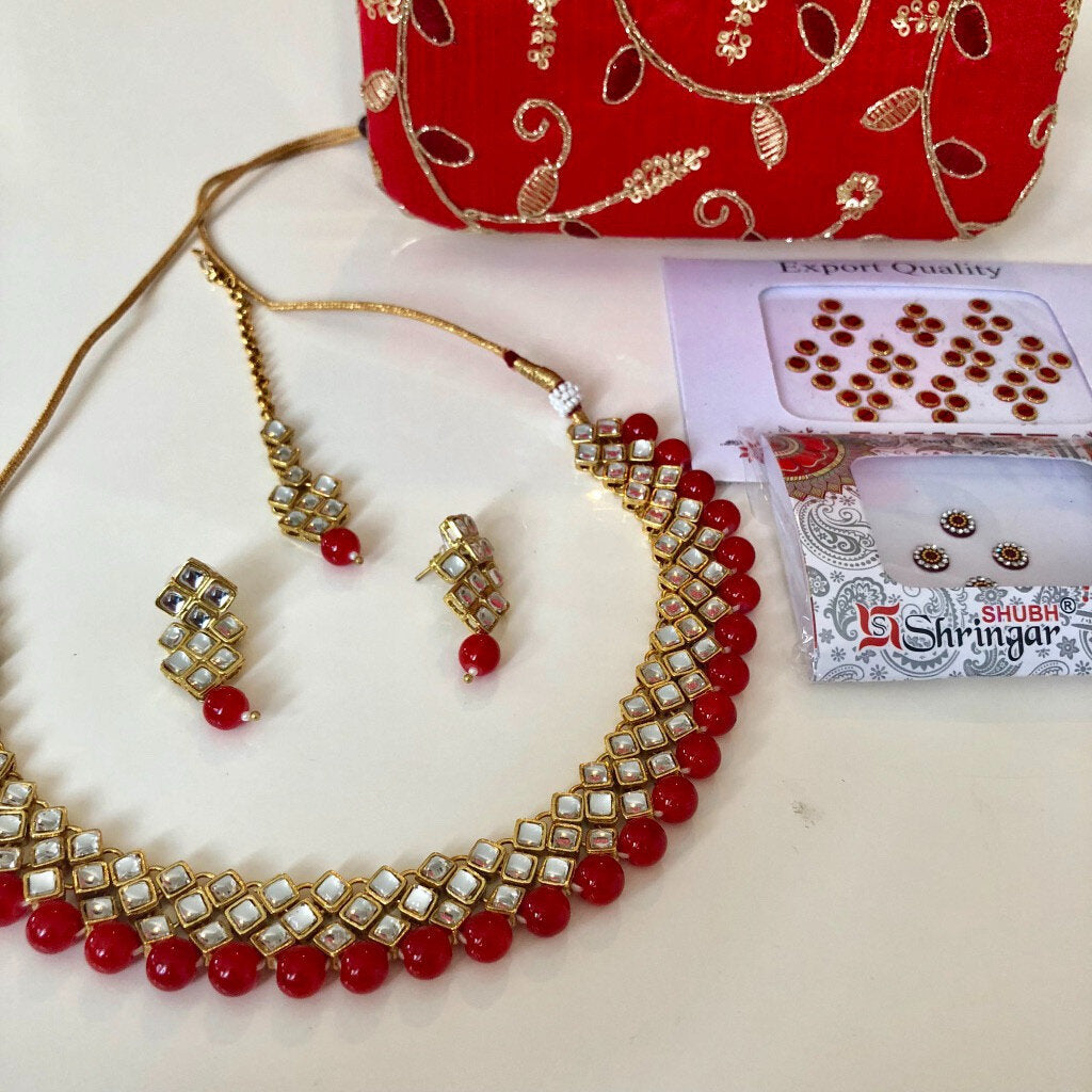 Red Kundan Full Set