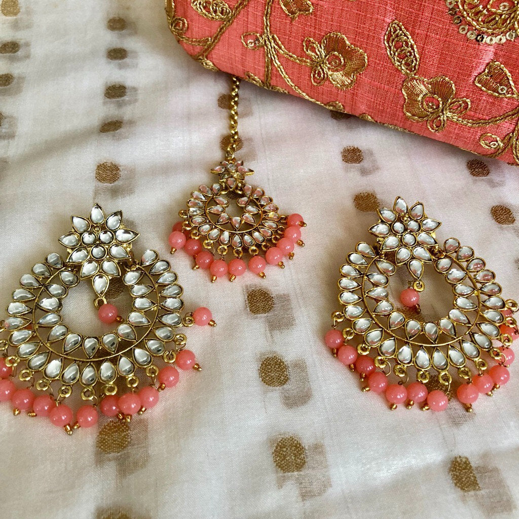 Peach 'Deepika' Tikka Set