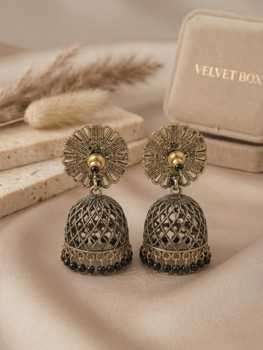 Starlight Jhumkis - Black