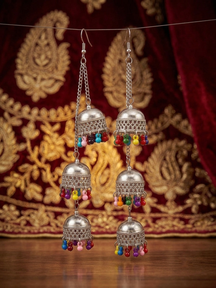 ‘Elysian’ Oxidized Layered Jhumkis