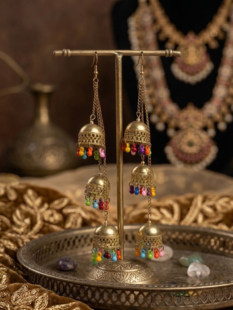‘Elysian’ Oxidized Layered Jhumkis