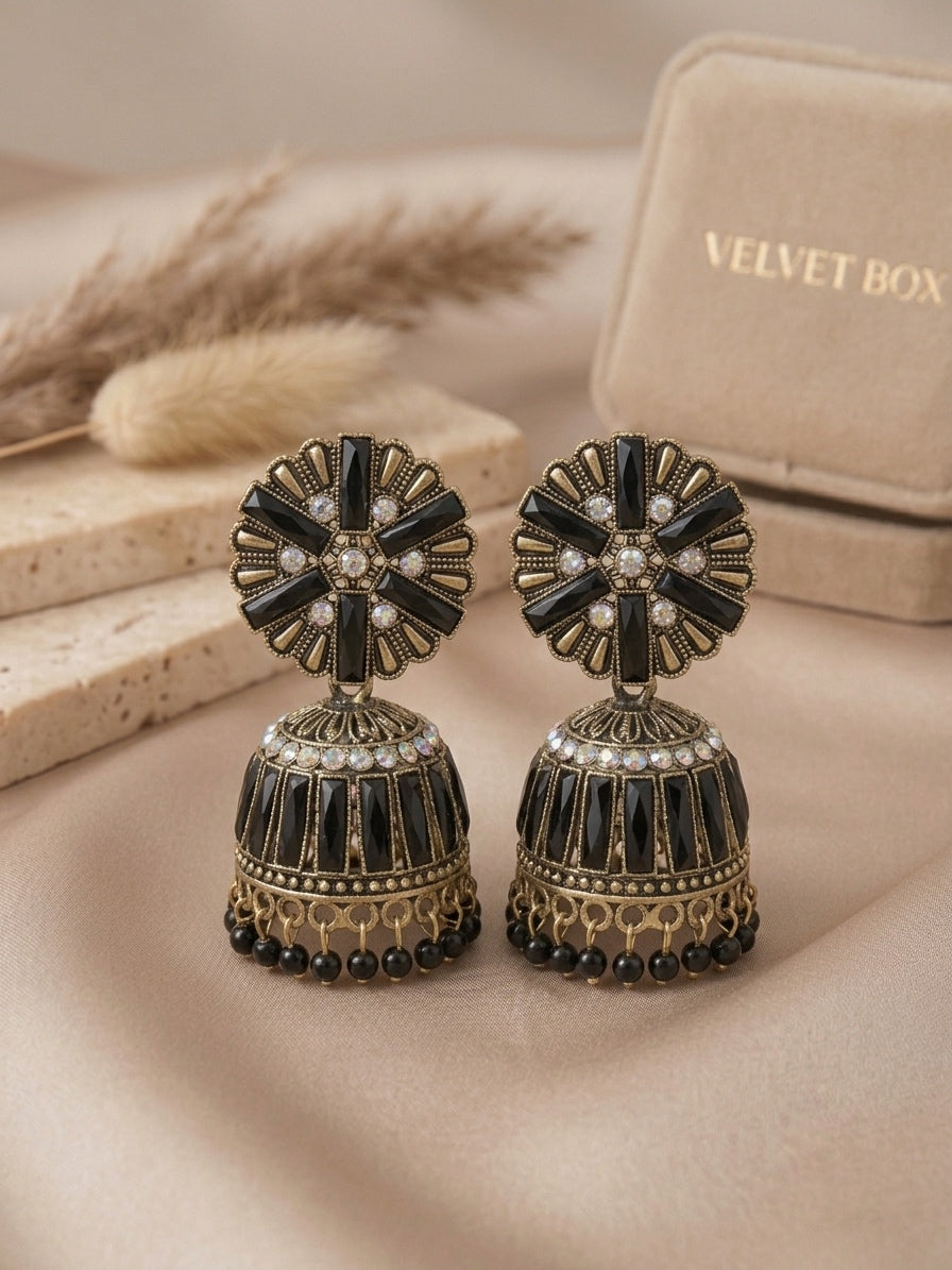 Starlight Jhumkis - Black