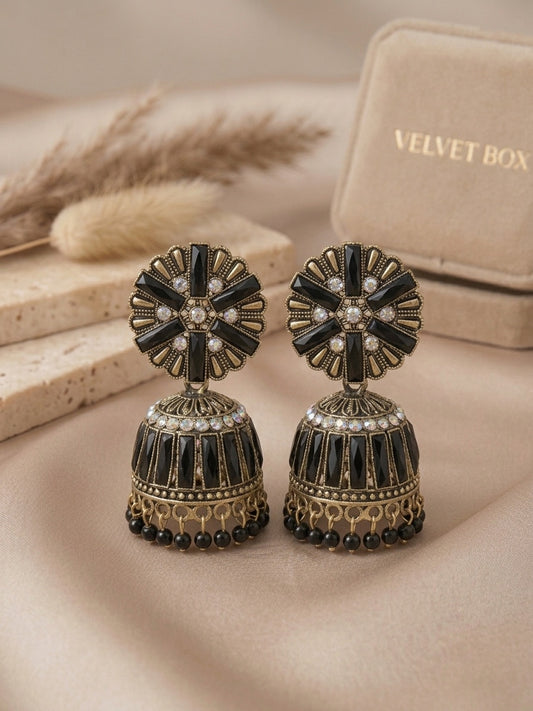 Starlight Jhumkis - Black