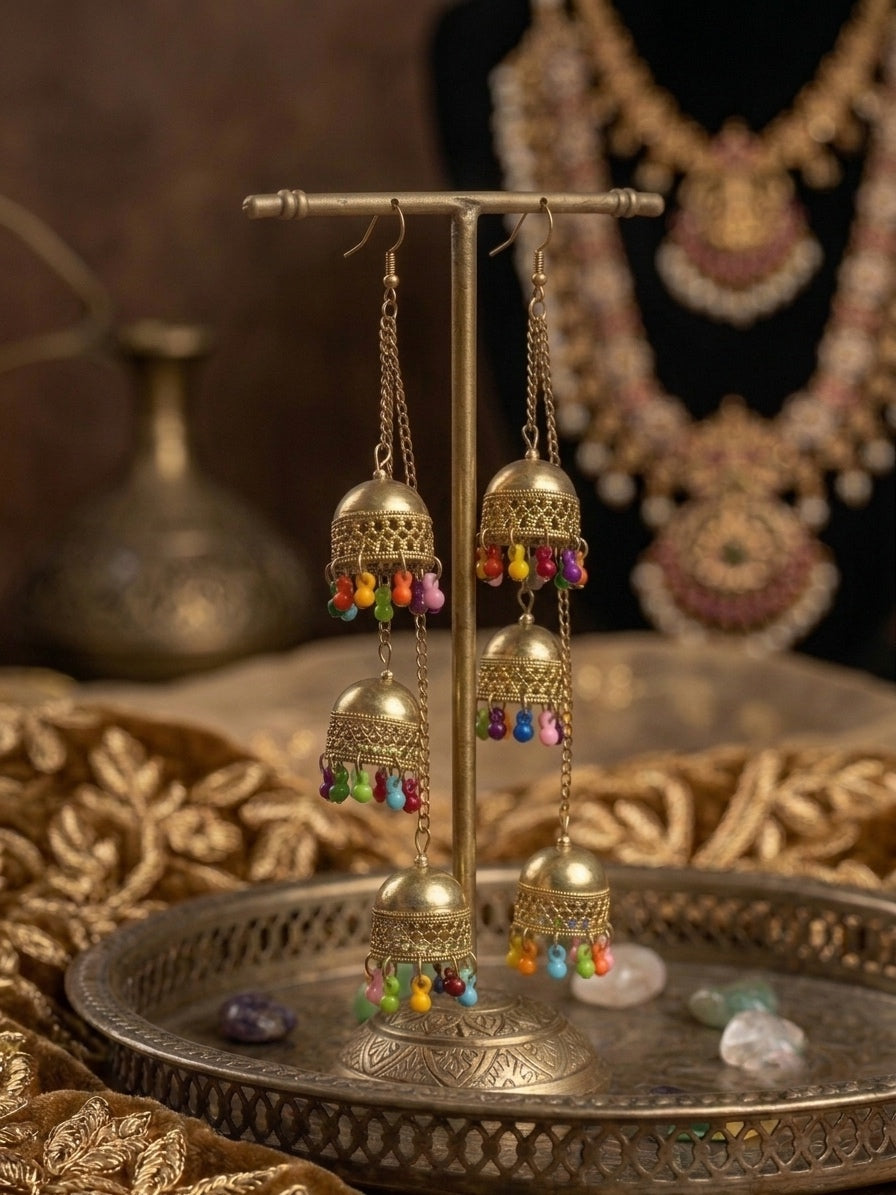 ‘Elysian’ Oxidized Layered Jhumkis