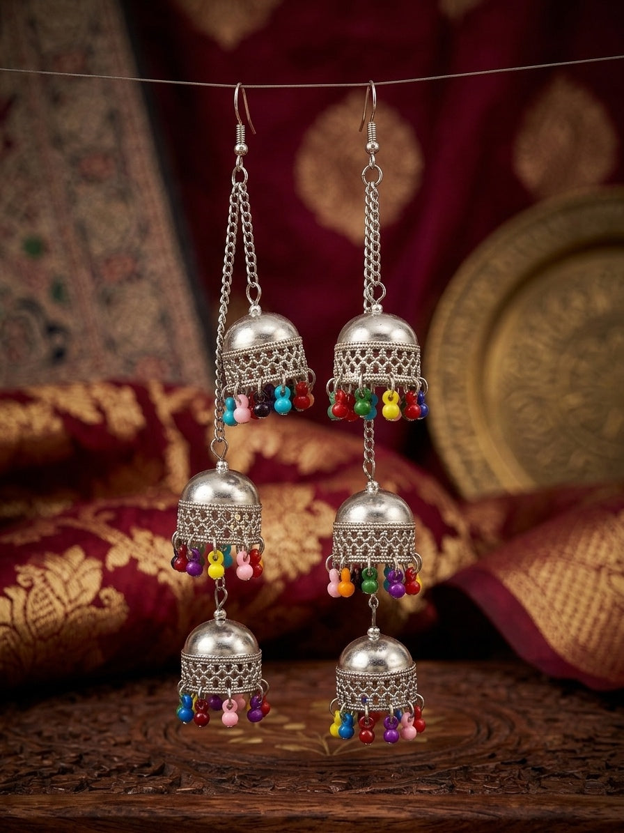 ‘Elysian’ Oxidized Layered Jhumkis