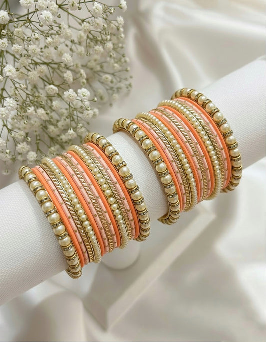 ‘Bole Chudiyan’ Peach Bangle Stack (price per hand)