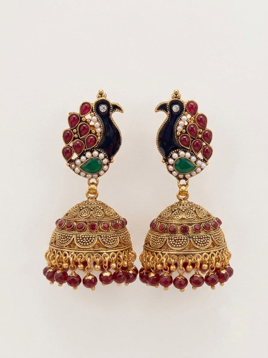 ‘Peacock Royale’ Jhumkis