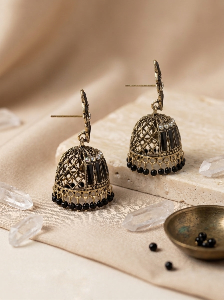 Starlight Jhumkis - Black