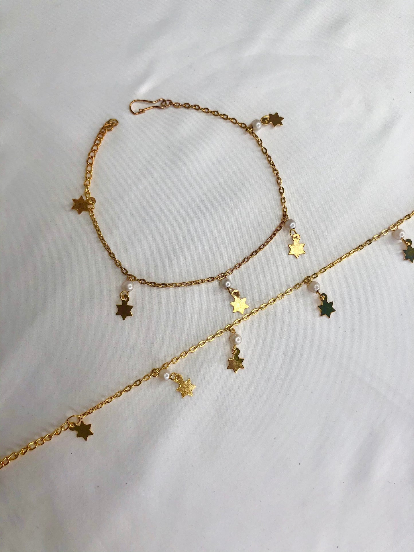 ‘Mia’ Gold Star and Pearl Anklets