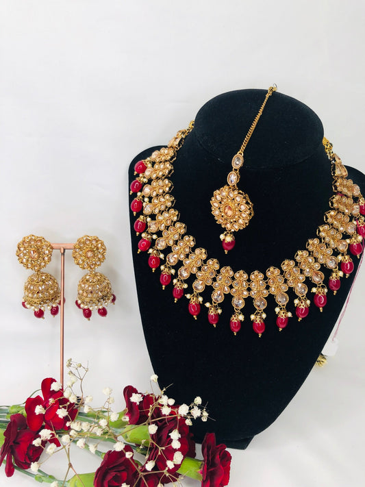 ‘Living Lavish’ Red Polki Full Set