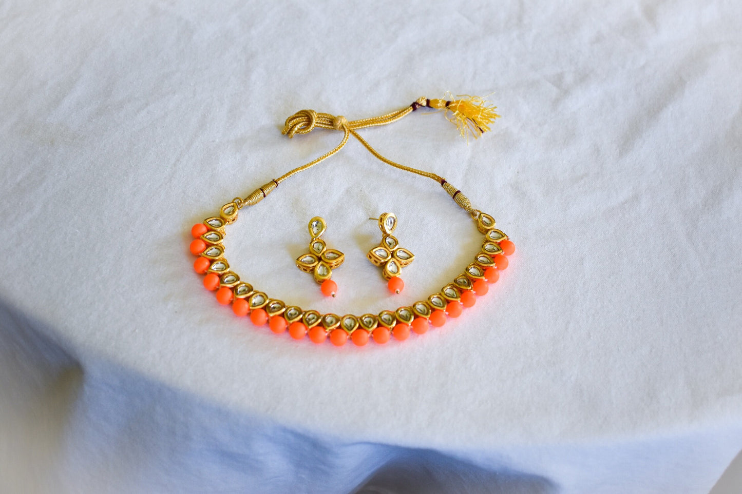 ‘Passionate’ Kundan Set - Orange