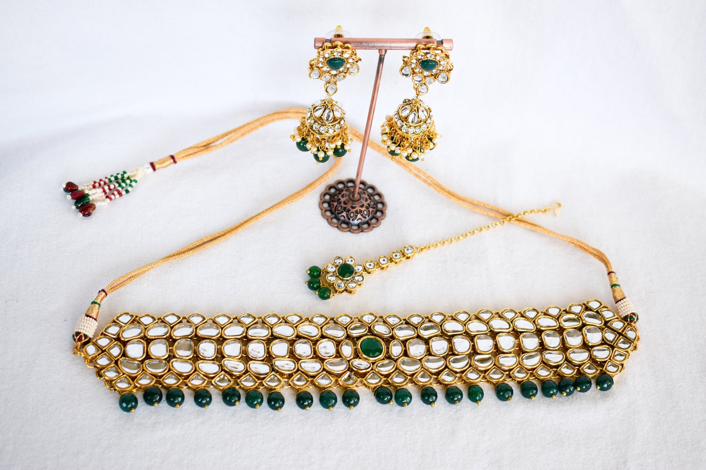 ‘Mahi’ Kundan Full Set - Dark Green