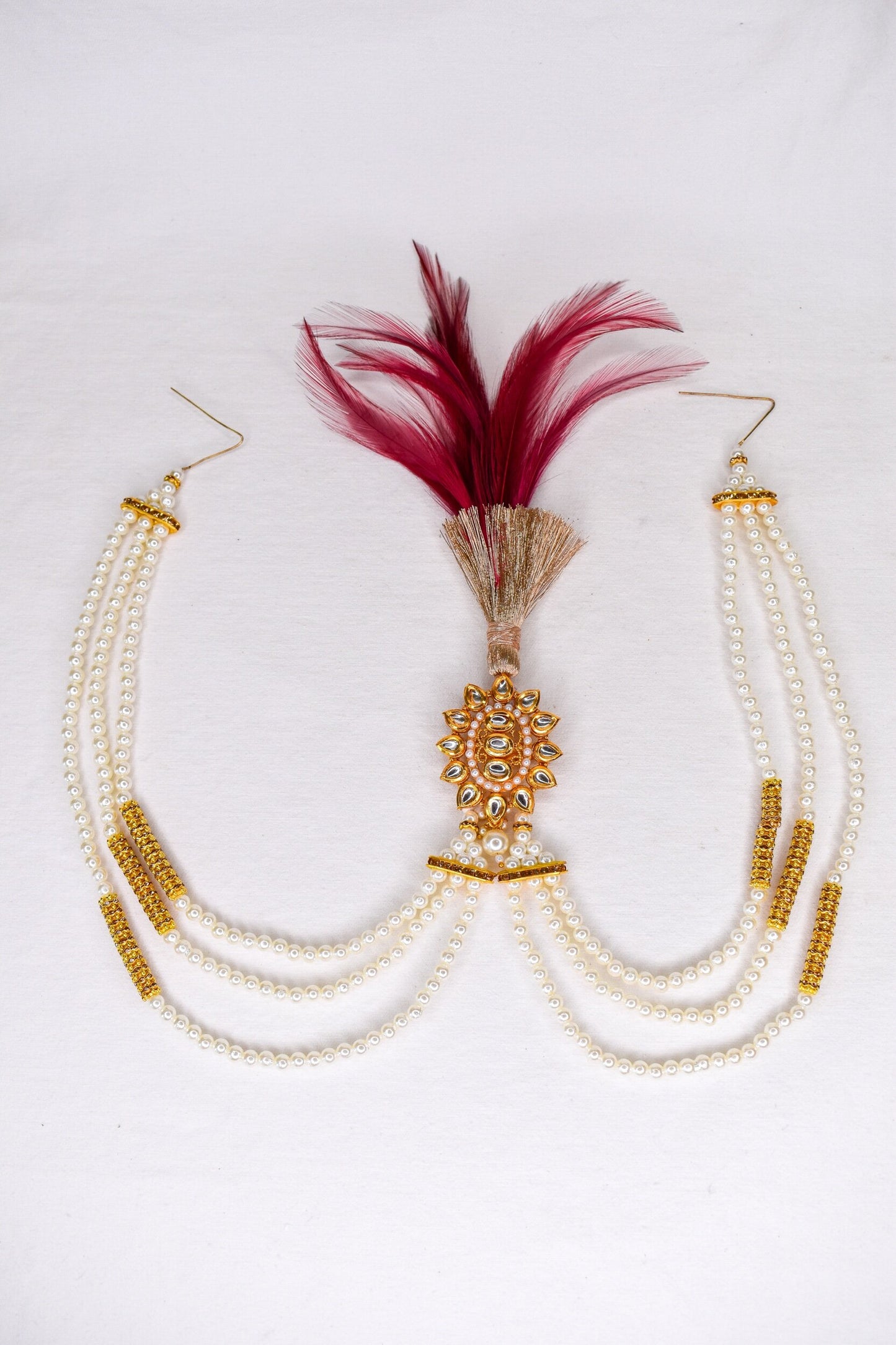Kalgi Brooch with Pearl Chains / Turban Accessory