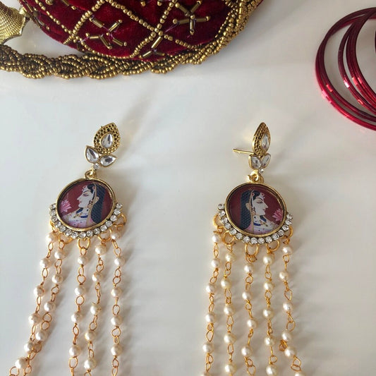 'Malavika' Dangling Red Padmavati Earrings