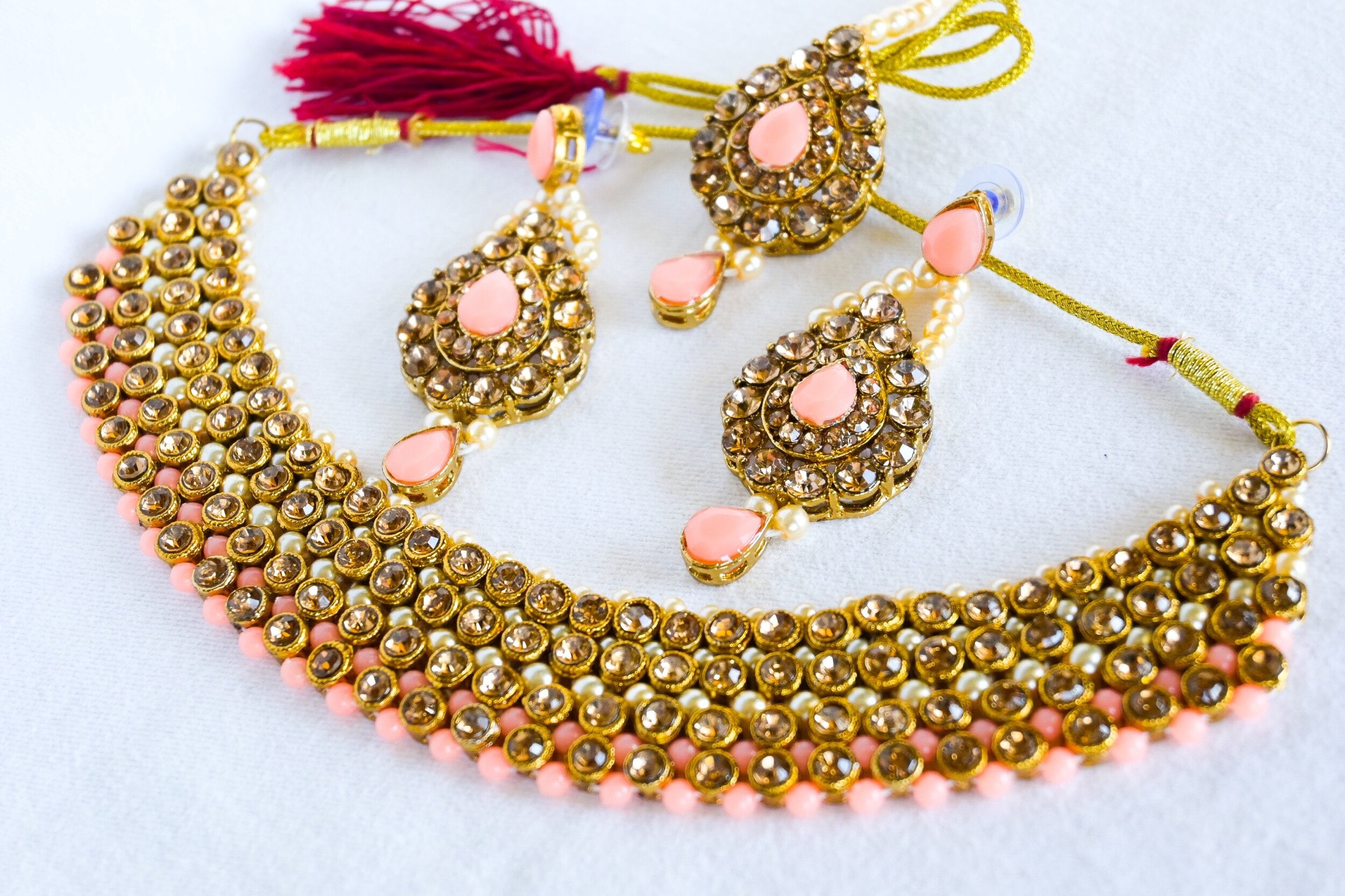 Peach color clearance jewellery set